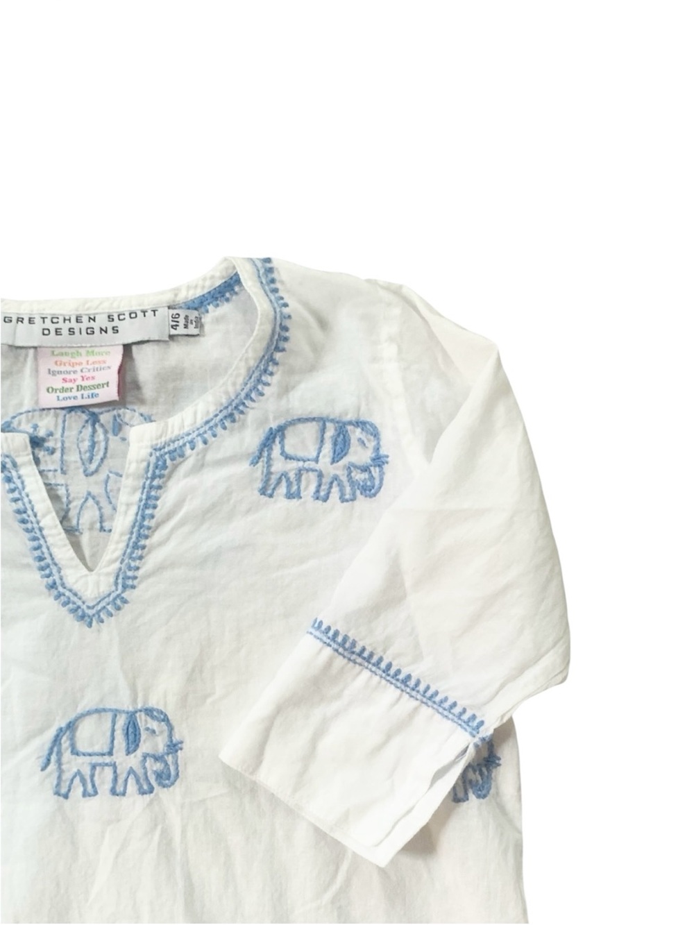 Gretchen Scott Elephant Cotton Tunic Top Resort Beach Coverup Little Girls 4/6 - Picture 3 of 5
